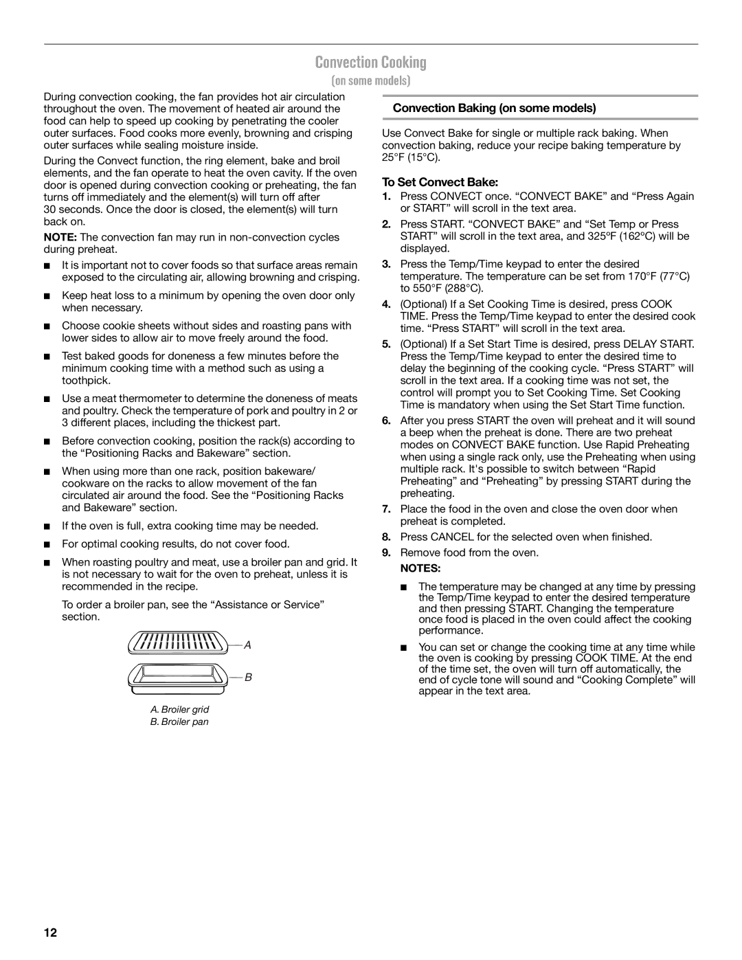 Maytag W10669242B manual Convection Cooking, Convection Baking on some models, To Set Convect Bake 