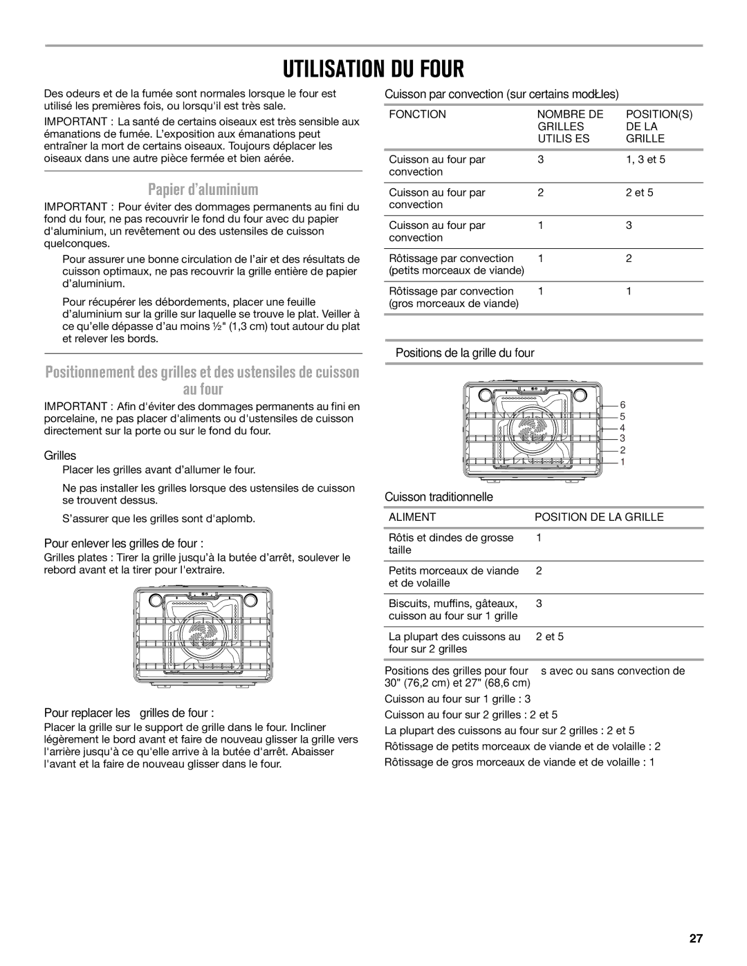 Maytag W10669242B manual Utilisation DU Four, Papier d’aluminium, Au four 