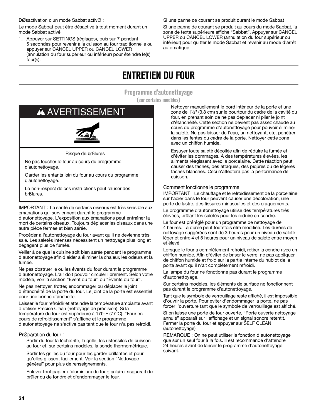 Maytag W10669242B manual Entretien DU Four, Programme dautonettoyage, Préparation du four, Comment fonctionne le programme 