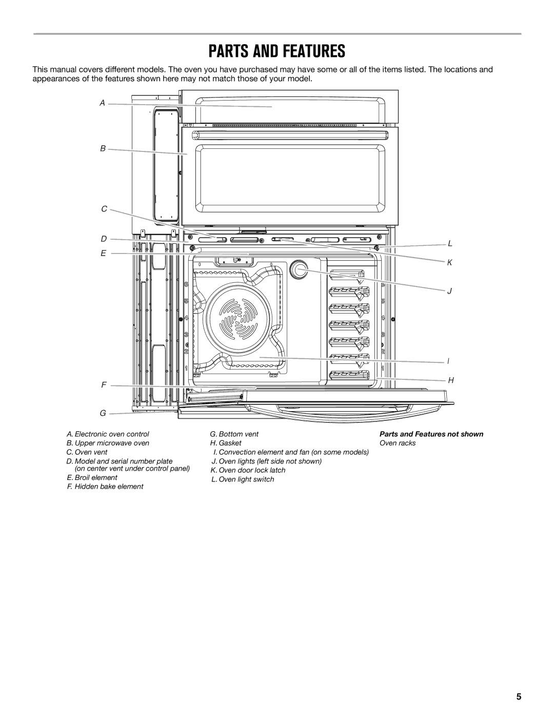 Maytag W10669242B manual Parts and Features 