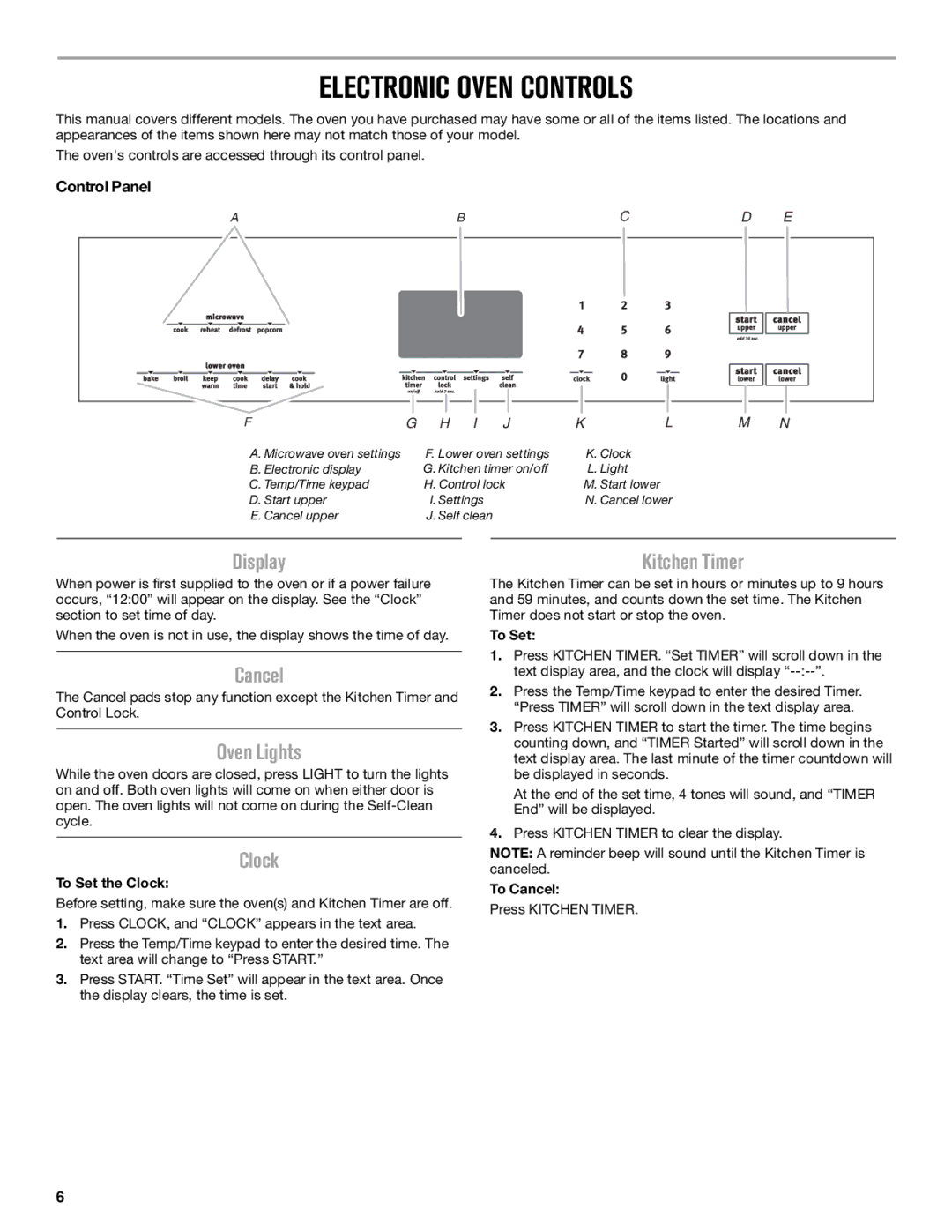 Maytag W10669242B manual Electronic Oven Controls 