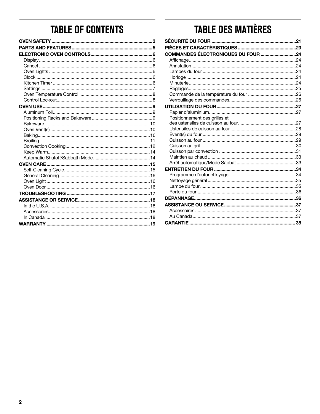 Maytag W10669242B manual Table Des Matières, Table Of Contents 