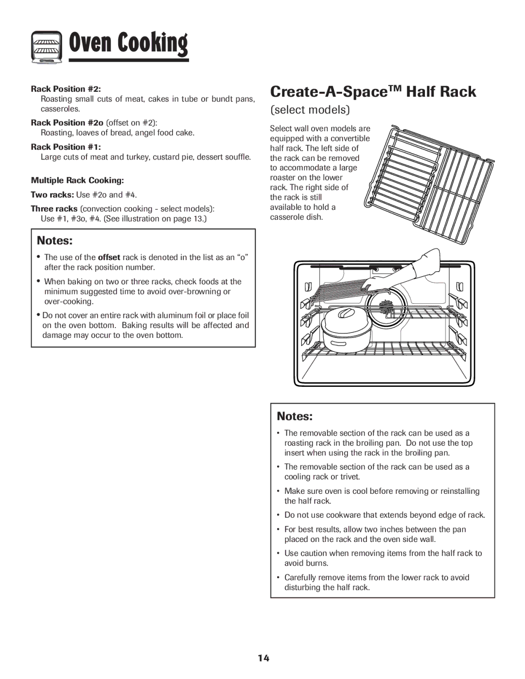 Maytag Wall Oven warranty Create-A-SpaceTMHalf Rack, Select models 