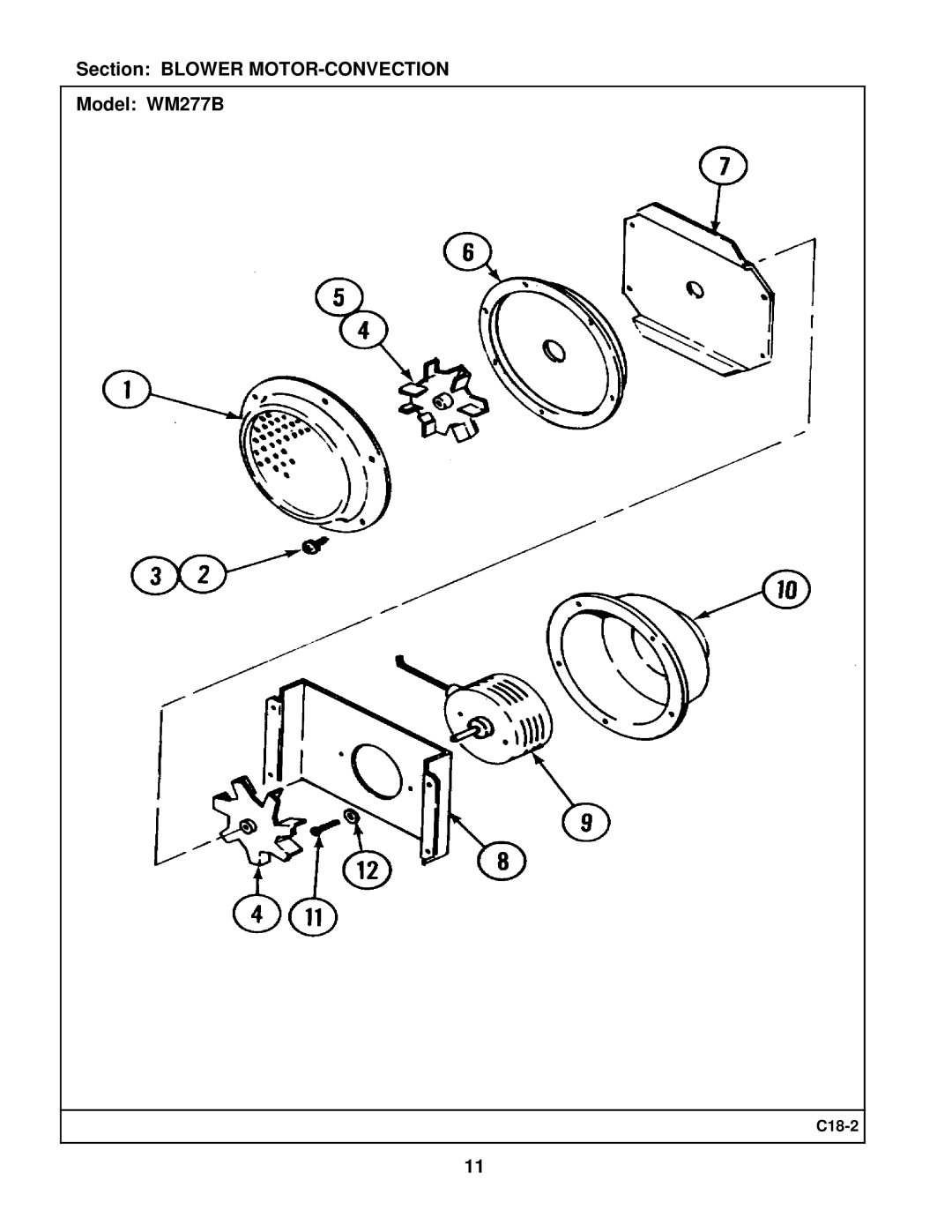 Maytag manual Section Blower MOTOR-CONVECTION Model WM277B 