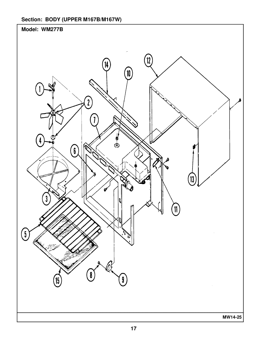 Maytag manual Section Body Upper M167B/M167W Model WM277B 