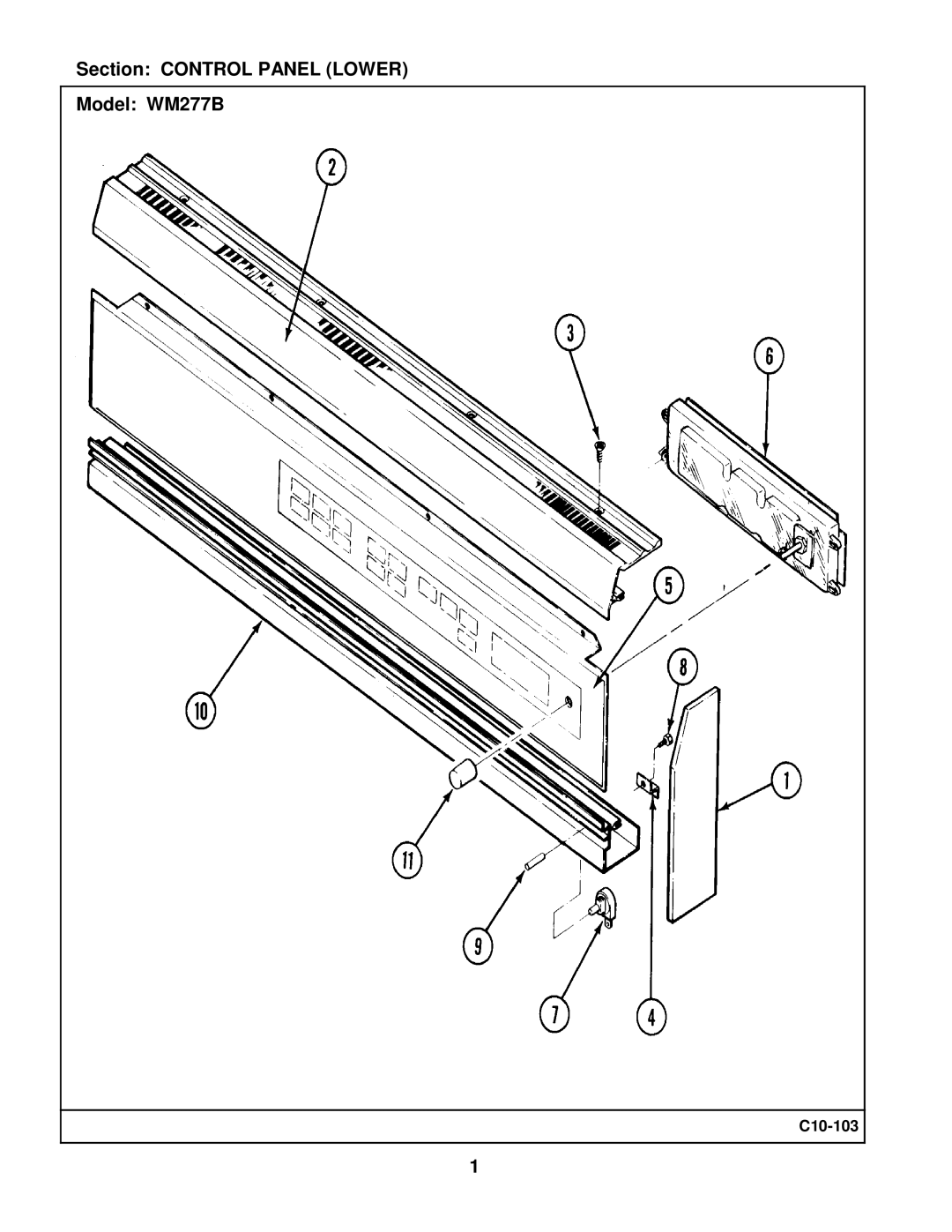 Maytag manual Section Control Panel Lower Model WM277B 