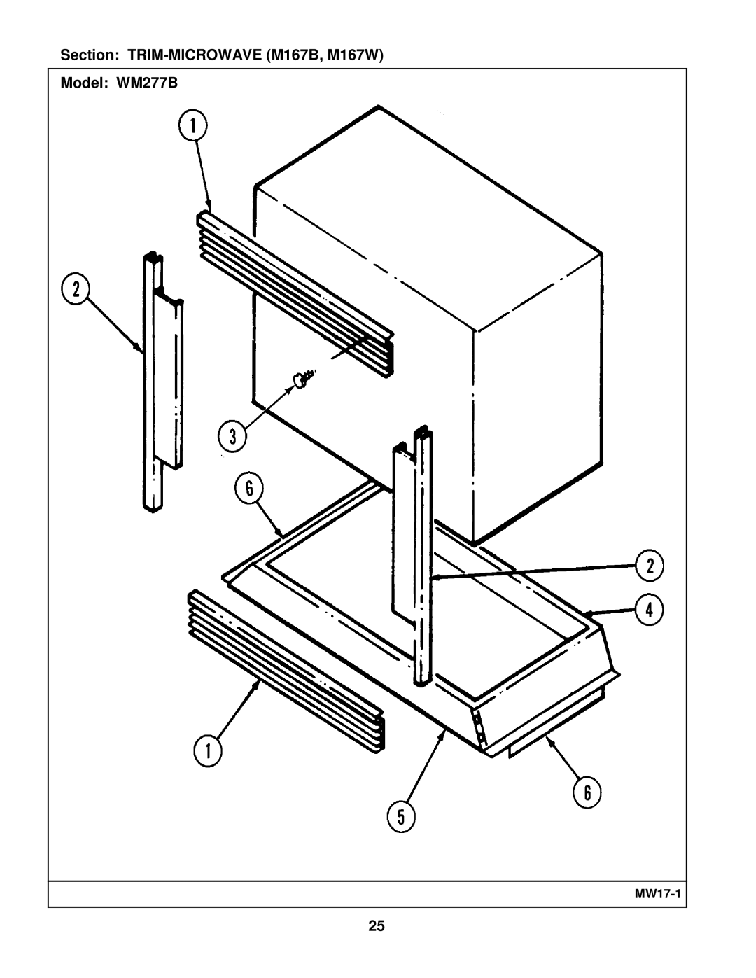 Maytag manual Section TRIM-MICROWAVE M167B, M167W Model WM277B 