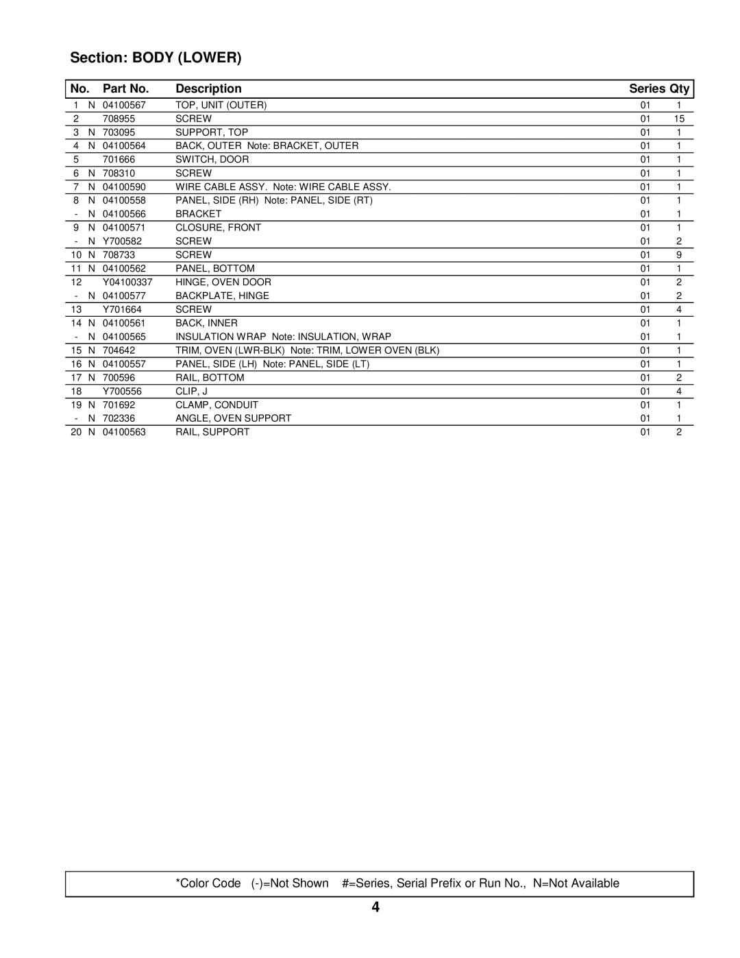 Maytag WM277B manual Section Body Lower 