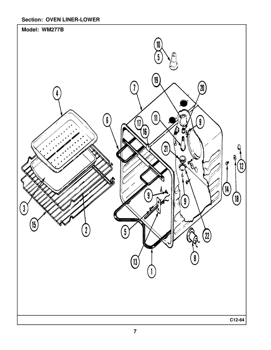 Maytag manual Section Oven LINER-LOWER Model WM277B 