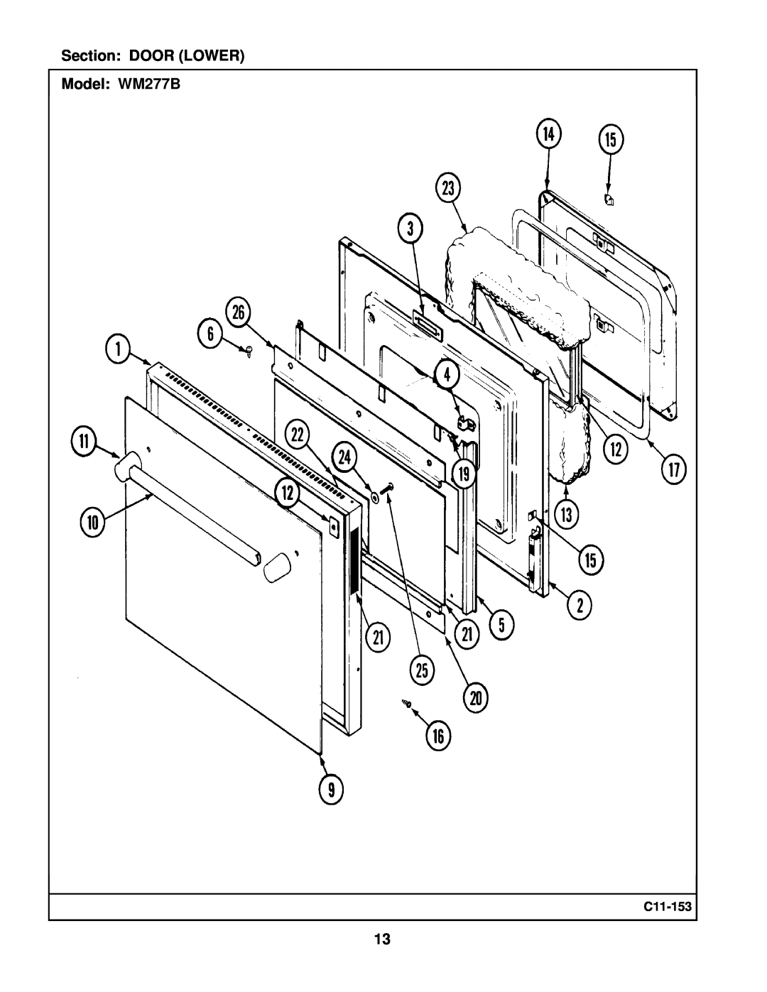 Maytag manual Section DOOR LOWER Model WM277B, C11-153 