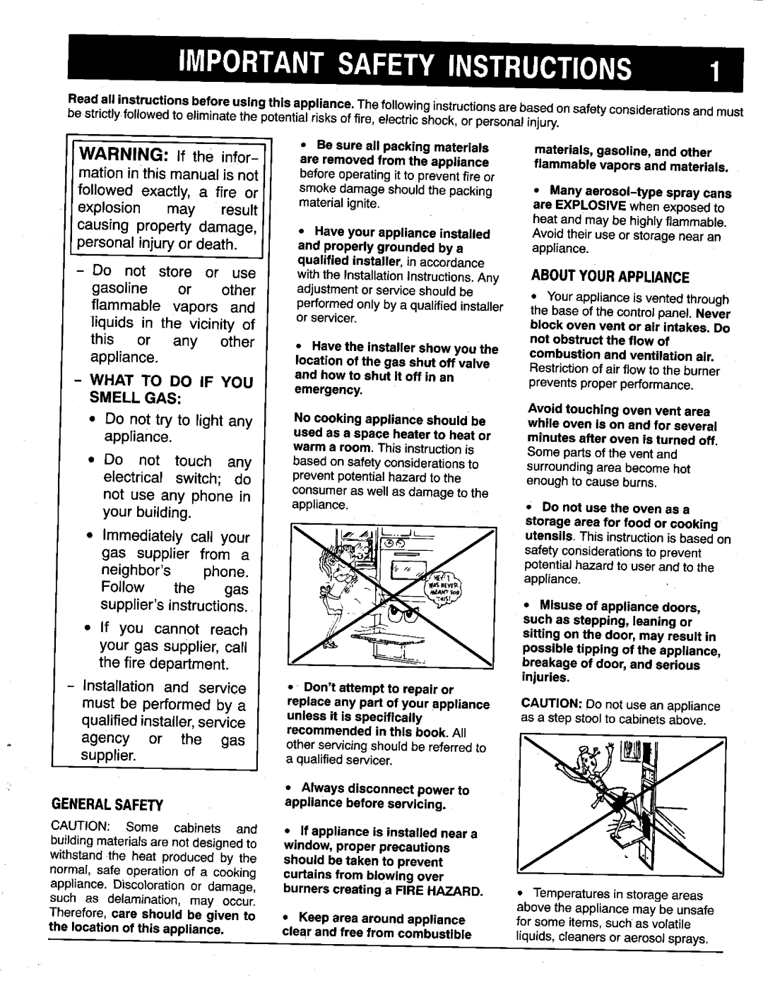 Maytag X9112VUV warranty Imprtantsafetyinstructions, Aboutyourappuange, What to do if YOU, Smell GAS, General Safety 