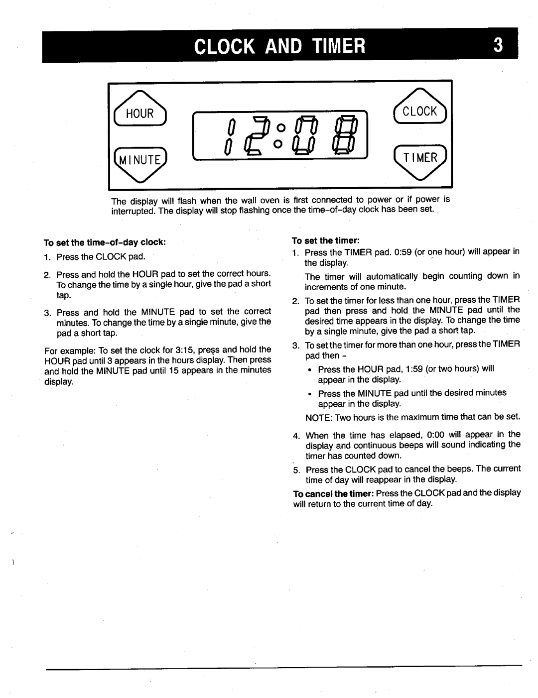 Maytag X9112VUV warranty Clock .ND Timer 