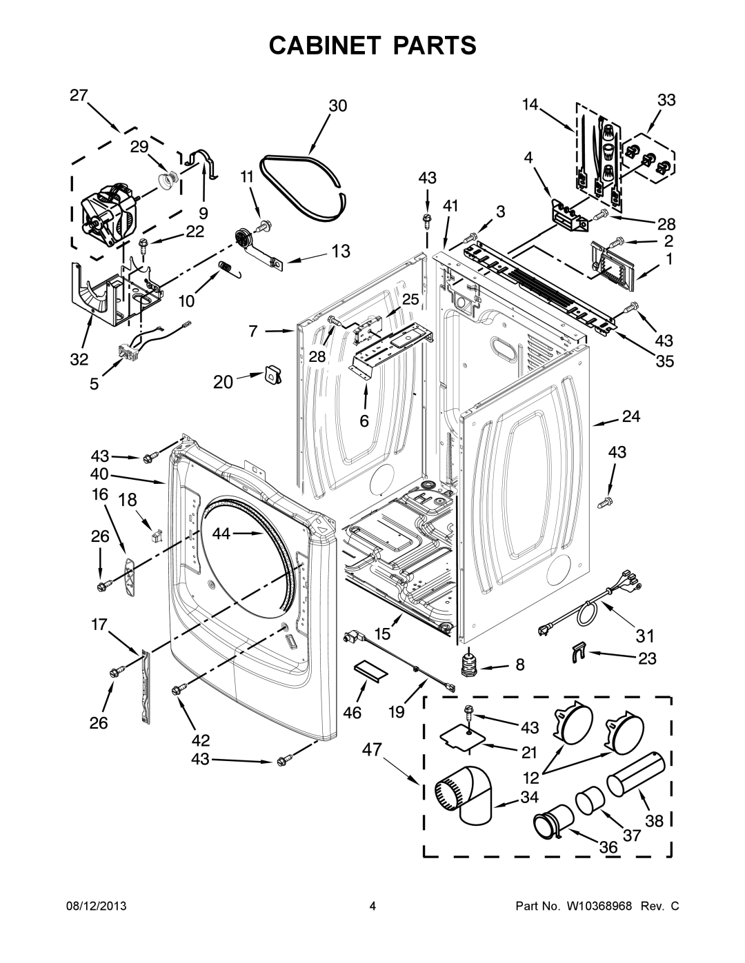 Maytag YMED6000XW0, YMED6000XG0, YMED6000XR0 manual Cabinet Parts 