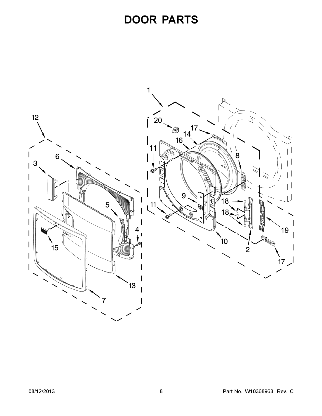 Maytag YMED6000XR0, YMED6000XG0, YMED6000XW0 manual Door Parts 