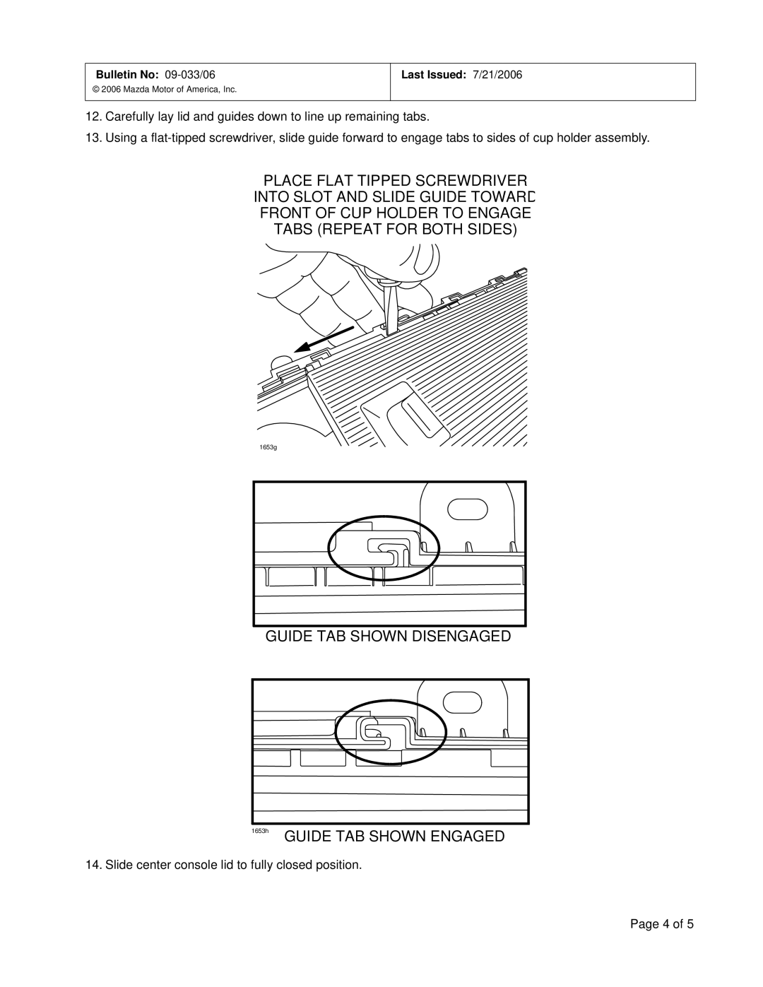 Mazda 2006 MX-5 specifications Guide TAB Shown Disengaged 