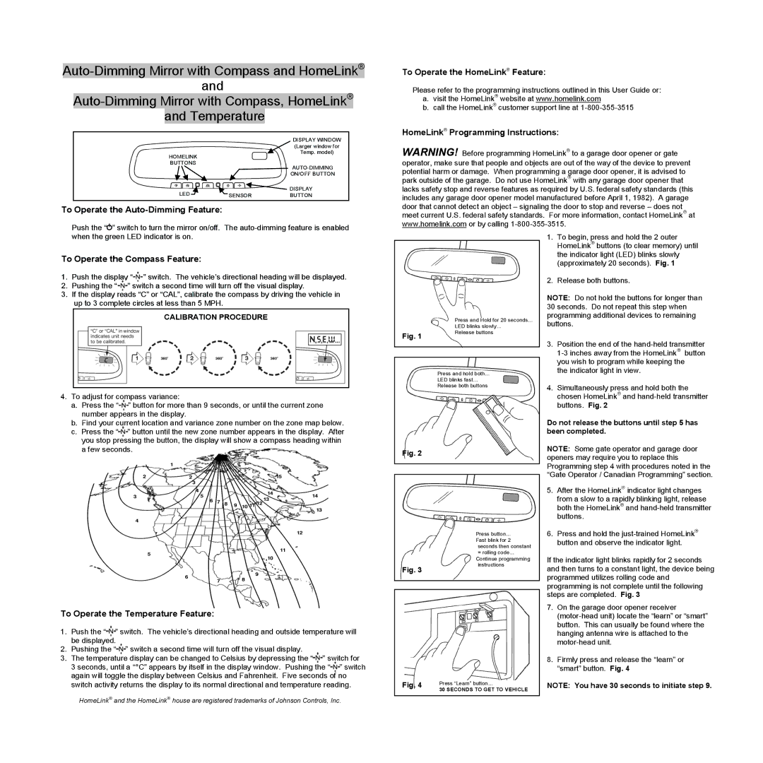 Mazda 4112A-NZLCTHL3 manual To Operate the Auto-Diimmiing Feature, To Operate the HomeLink Feature, Caliibratiion Procedure 