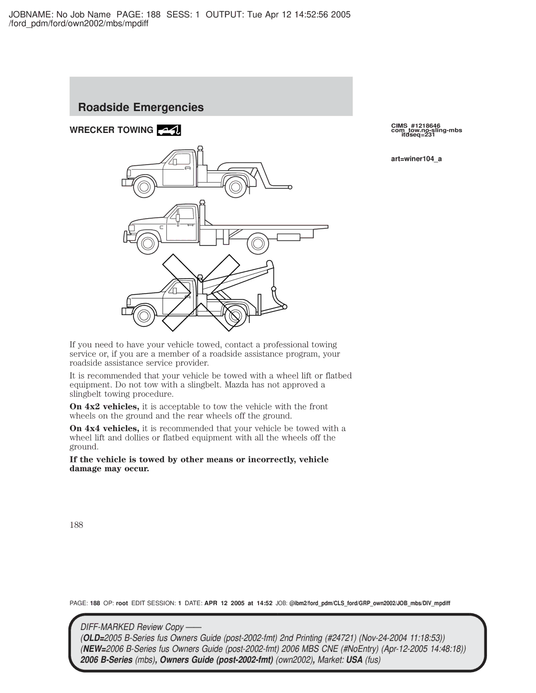 Mazda 4WD manual Wrecker Towing, Art=winer104a 