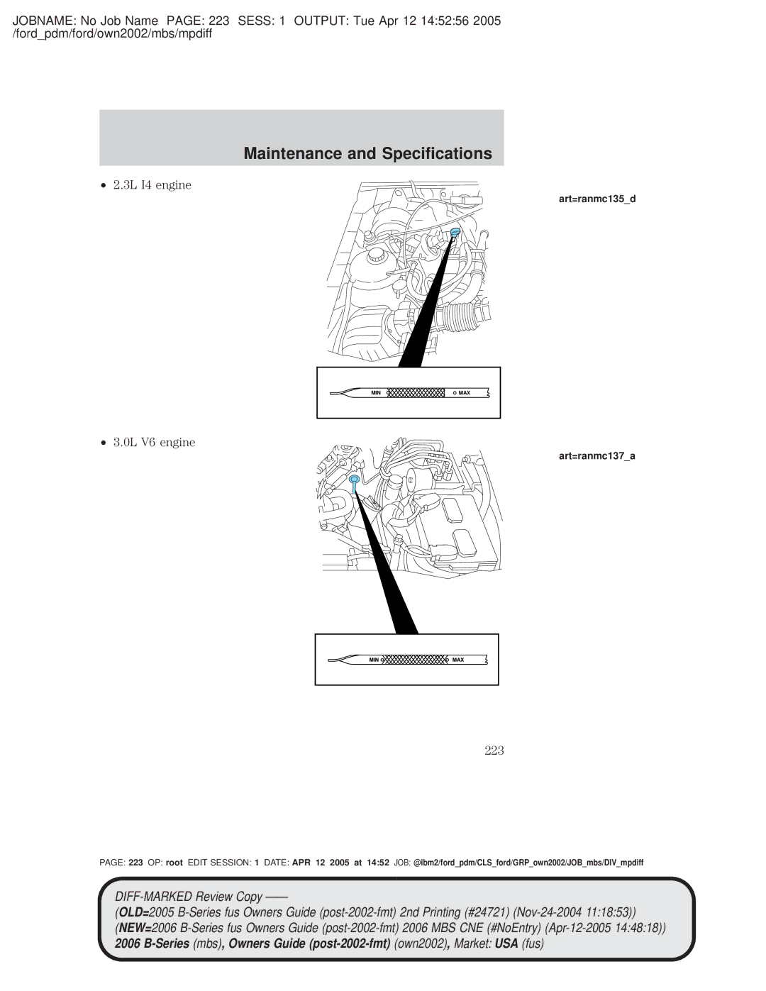 Mazda 4WD manual 3L I4 engine, 0L V6 engine, 223, Art=ranmc135d, Art=ranmc137a 