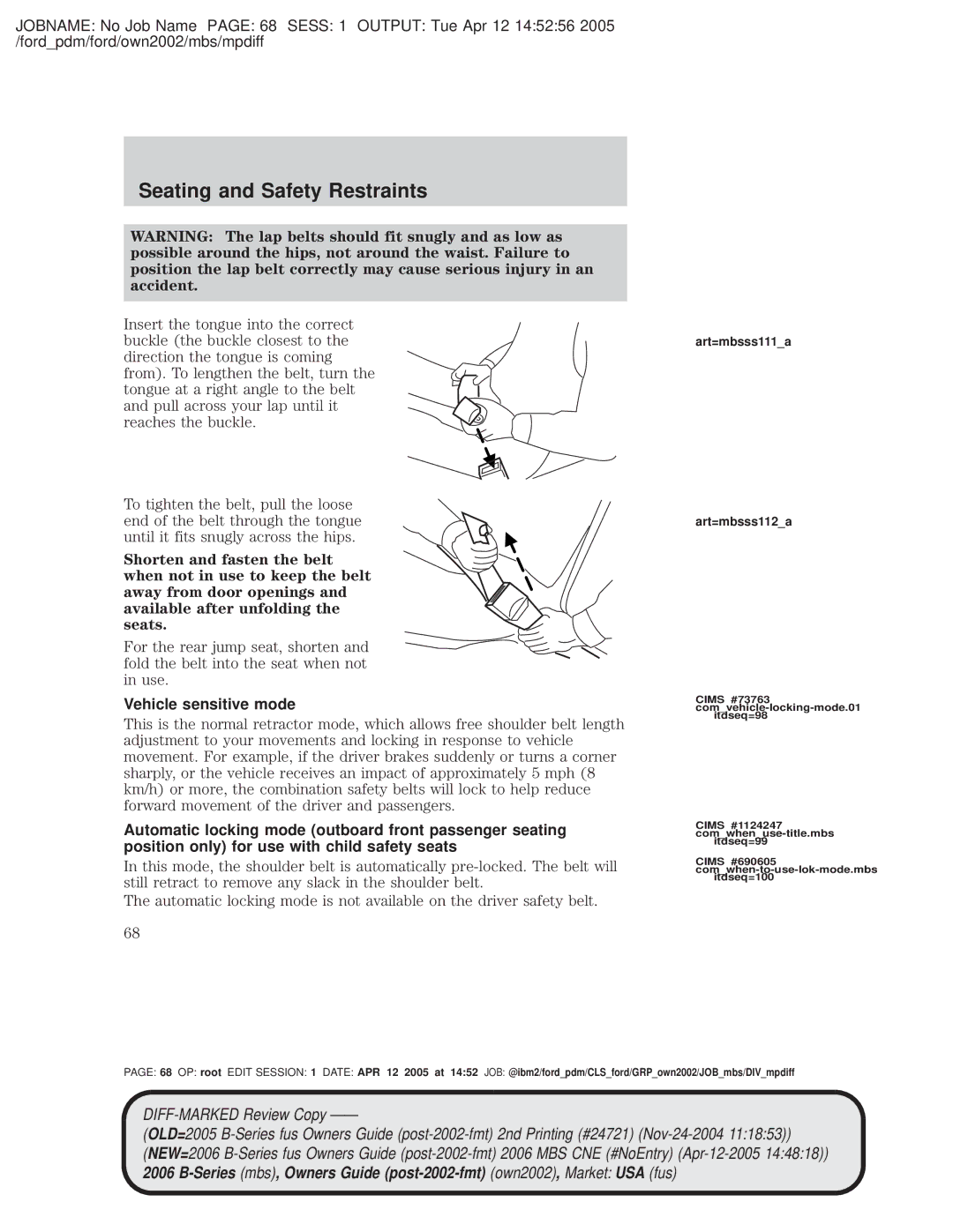 Mazda 4WD manual Vehicle sensitive mode, Art=mbsss111a Art=mbsss112a 