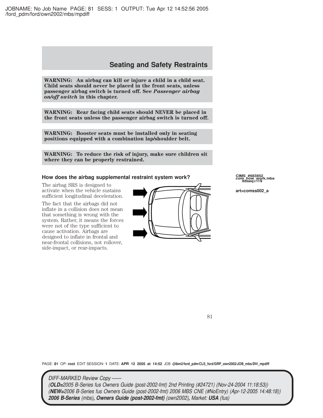 Mazda 4WD manual How does the airbag supplemental restraint system work?, Art=comss002a 