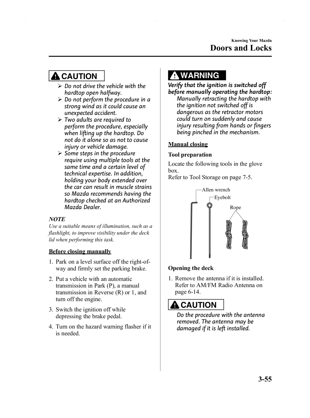 Mazda Not a Manual manual Allen wrench Eyebolt Rope 