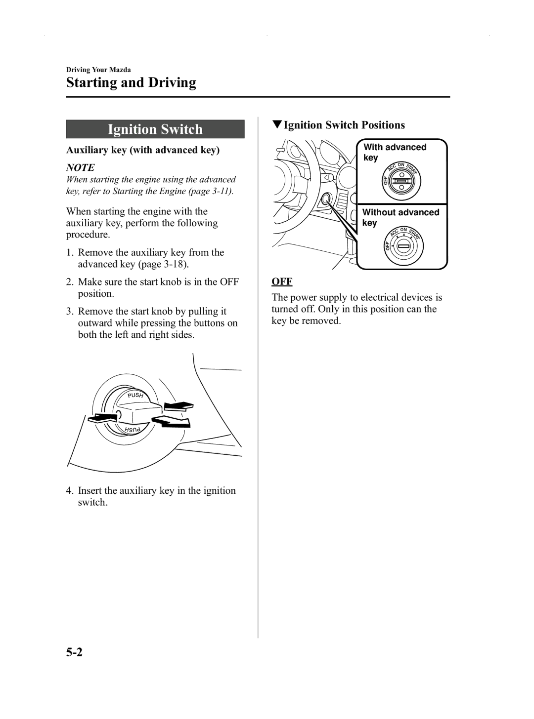 Mazda Not a Manual manual QIgnition Switch Positions 