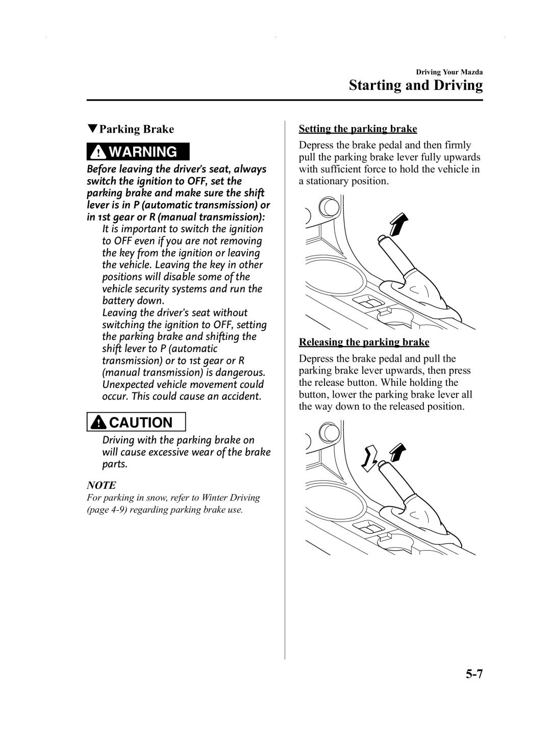 Mazda Not a Manual manual QParking Brake 