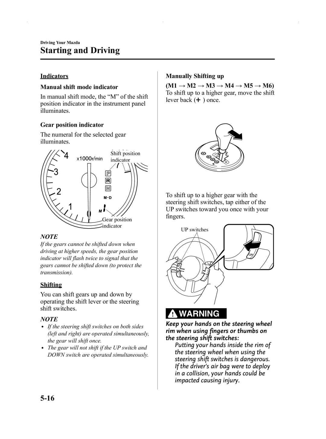 Mazda Not a Manual manual Shift position indicator Gear position indicator 