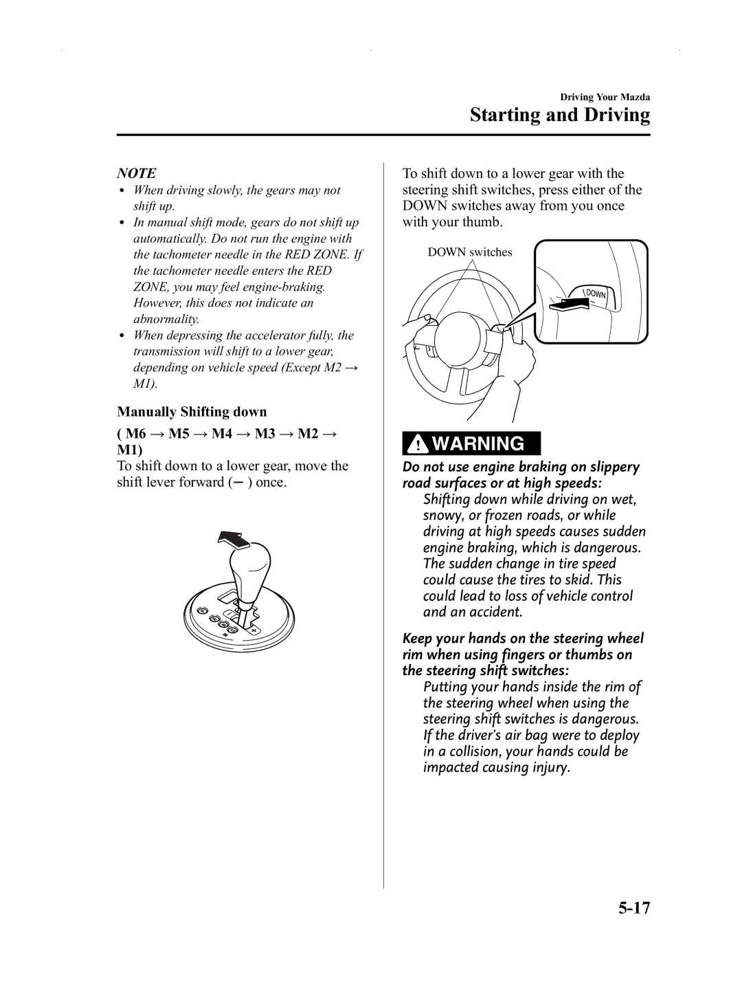 Mazda Not a Manual manual Down switches 