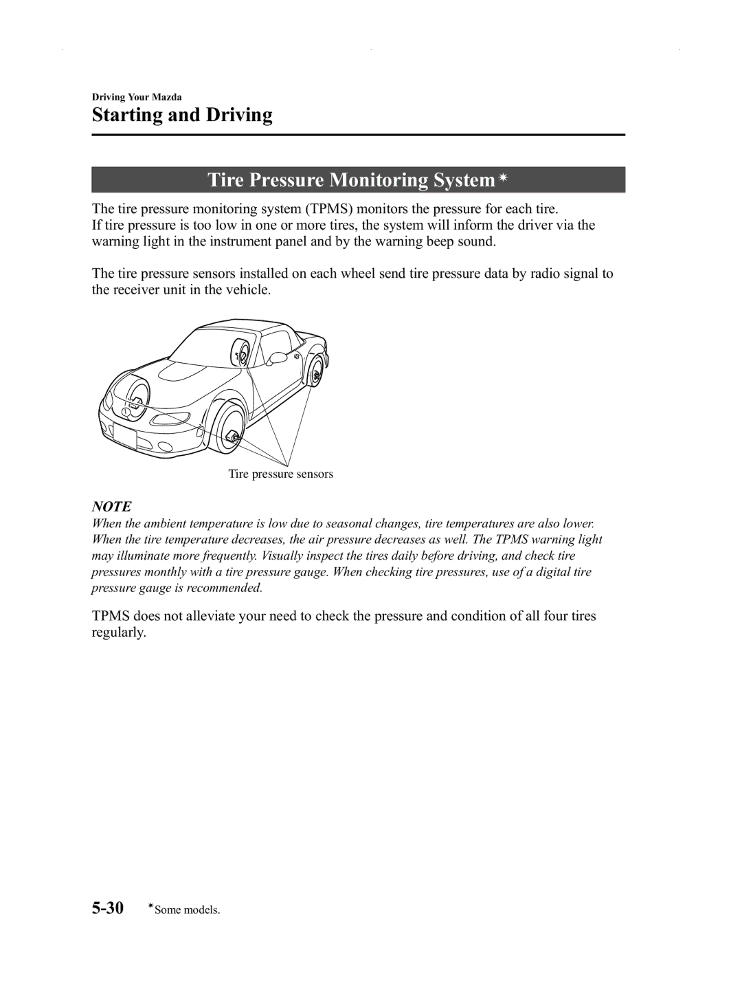 Mazda Not a Manual manual Tire Pressure Monitoring Systemí 