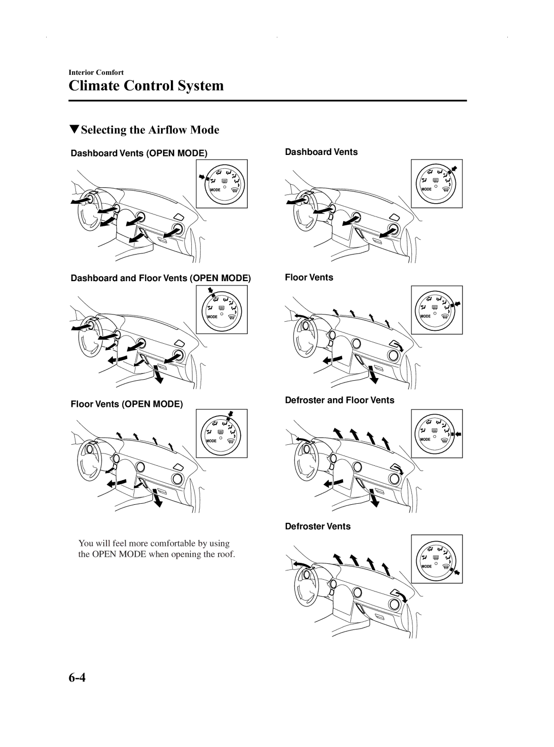 Mazda Not a Manual manual QSelecting the Airflow Mode, Defroster Vents 