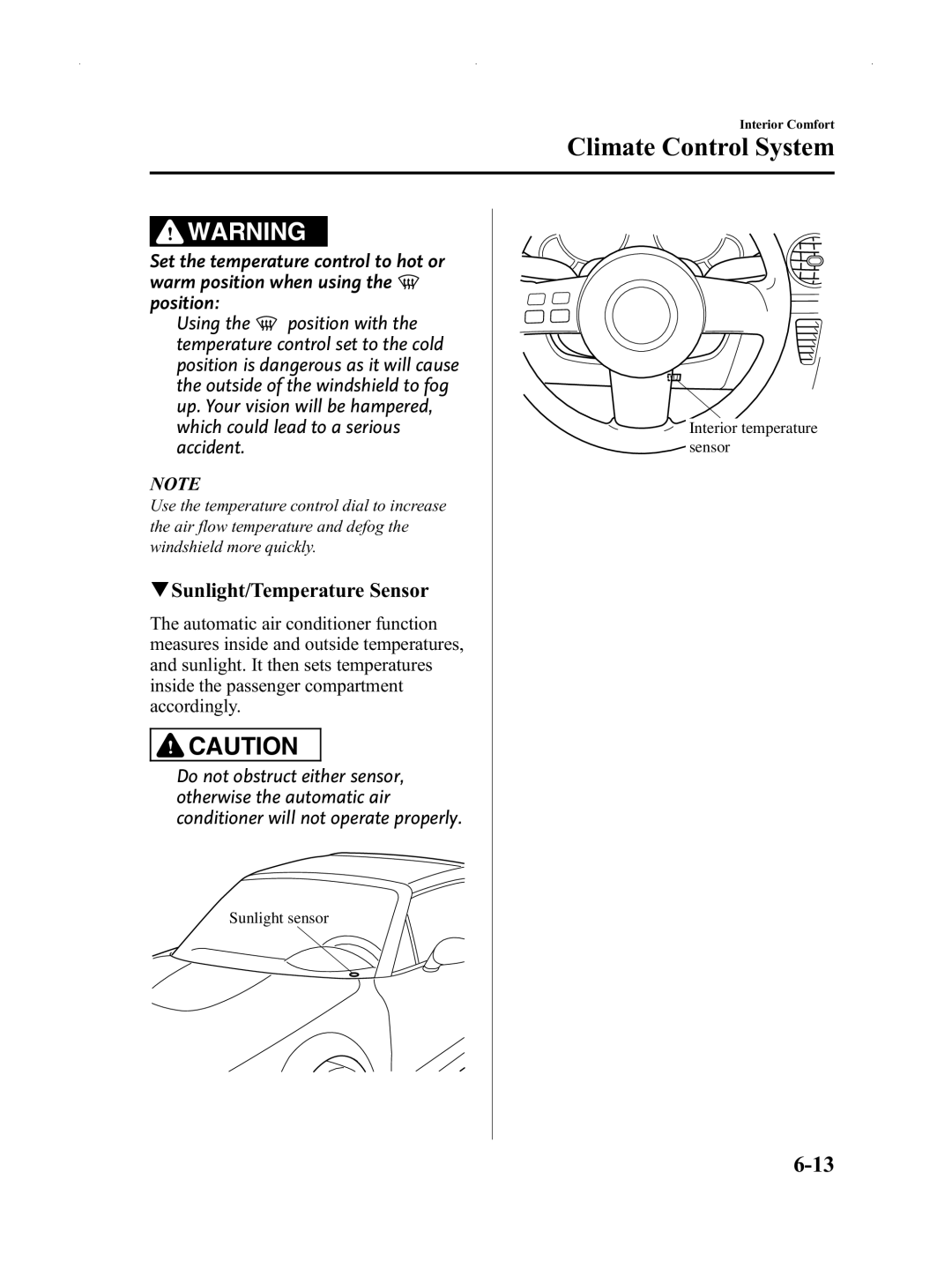 Mazda Not a Manual manual QSunlight/Temperature Sensor 