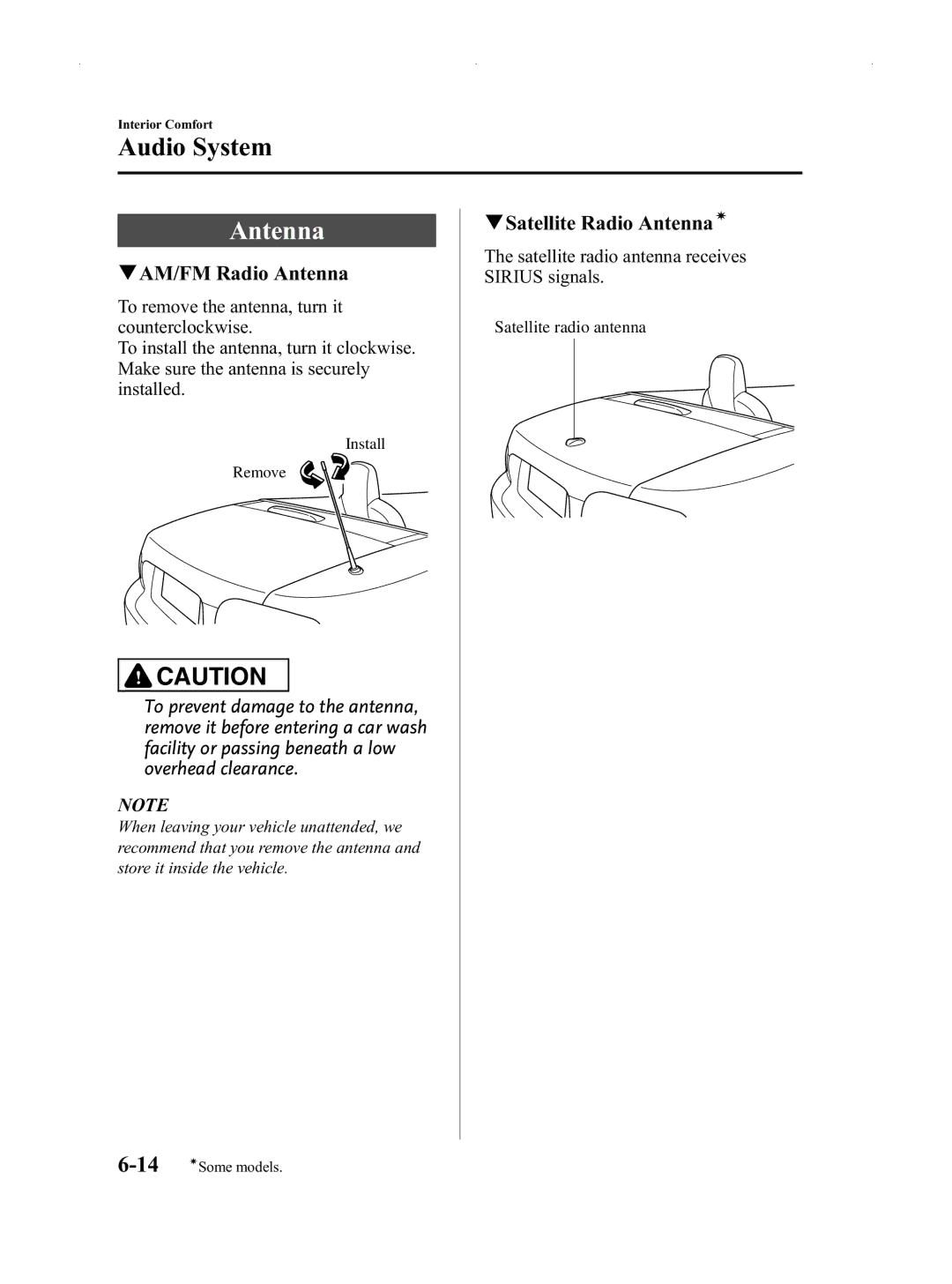 Mazda Not a Manual manual QAM/FM Radio Antenna, QSatellite Radio Antennaí 