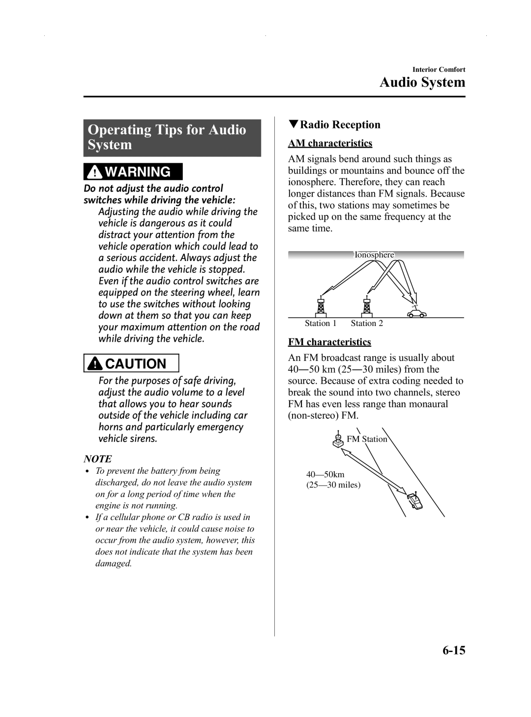 Mazda Not a Manual manual Operating Tips for Audio System, QRadio Reception 