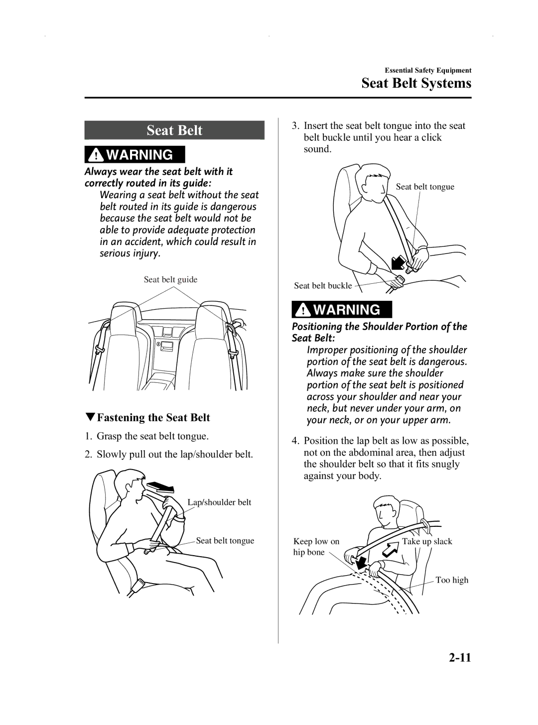 Mazda Not a Manual manual QFastening the Seat Belt 