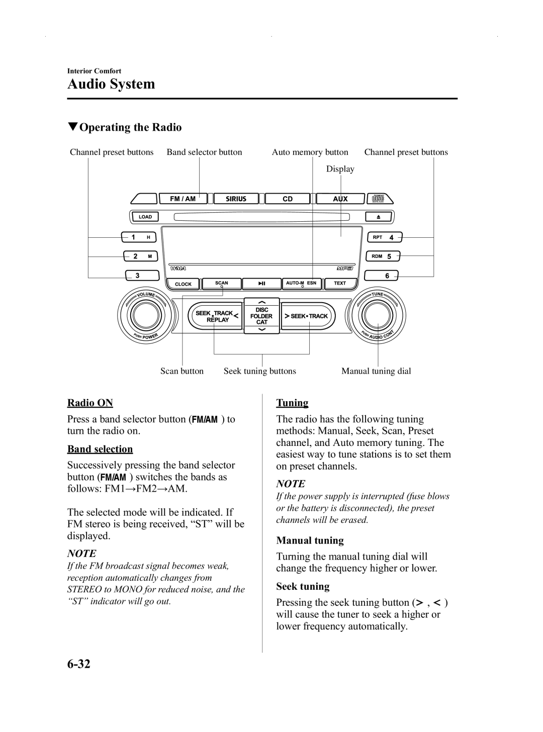 Mazda Not a Manual manual QOperating the Radio 