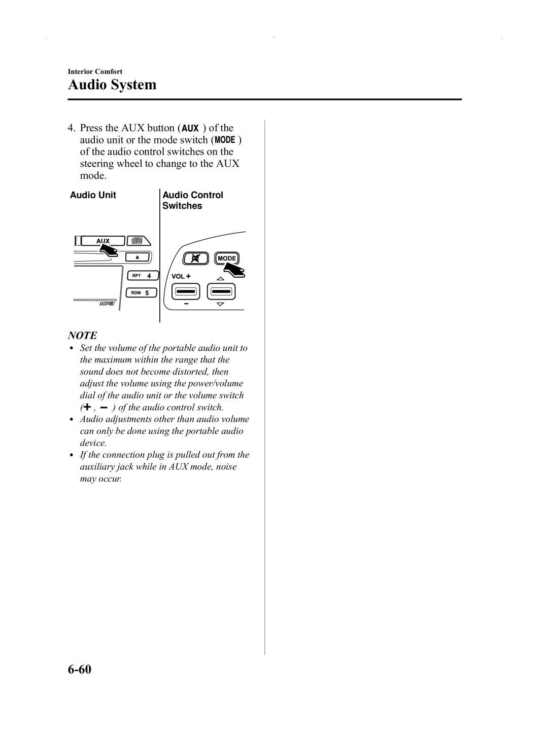 Mazda Not a Manual manual Audio Unit Audio Control Switches 