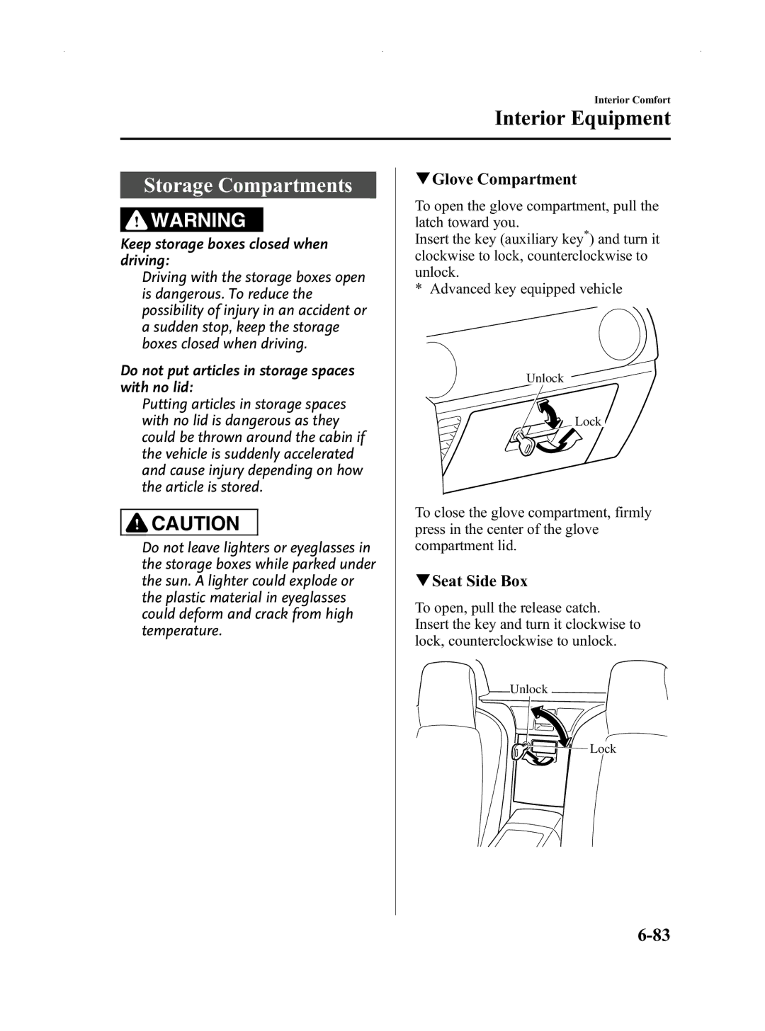 Mazda Not a Manual manual Storage Compartments, QGlove Compartment, QSeat Side Box 