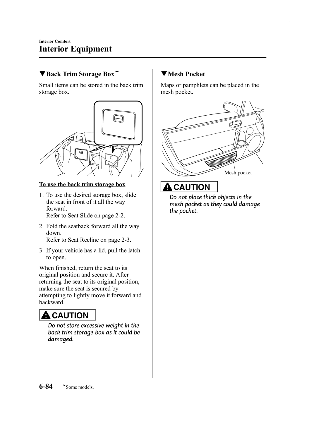 Mazda Not a Manual manual QBack Trim Storage Boxí, QMesh Pocket 