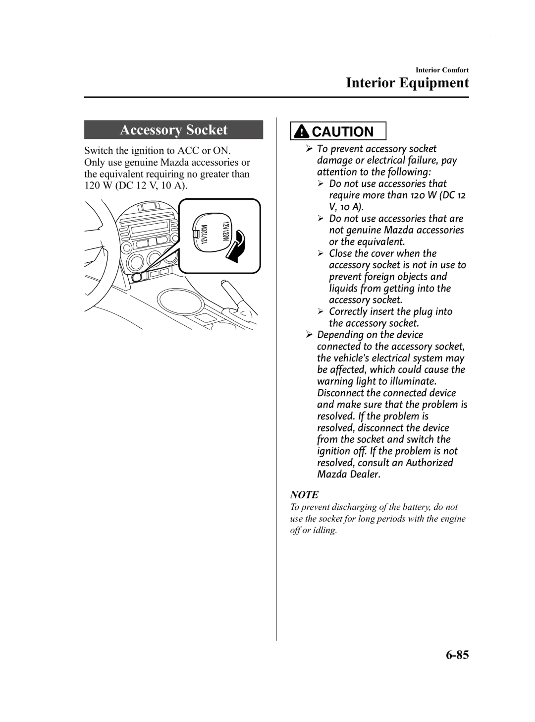 Mazda Not a Manual manual Accessory Socket 