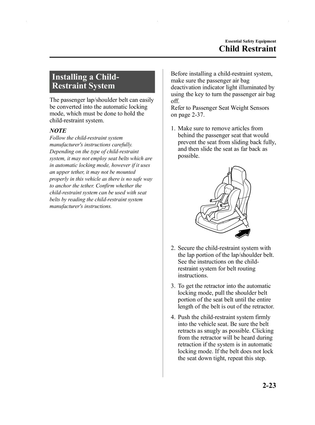 Mazda Not a Manual manual Installing a Child Restraint System 