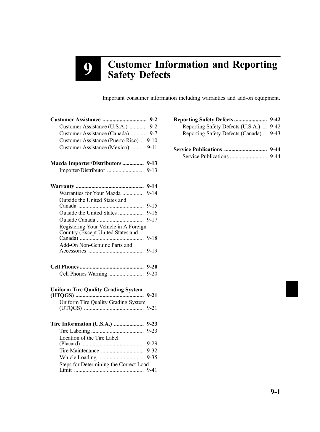 Mazda Not a Manual manual Customer Information and Reporting 