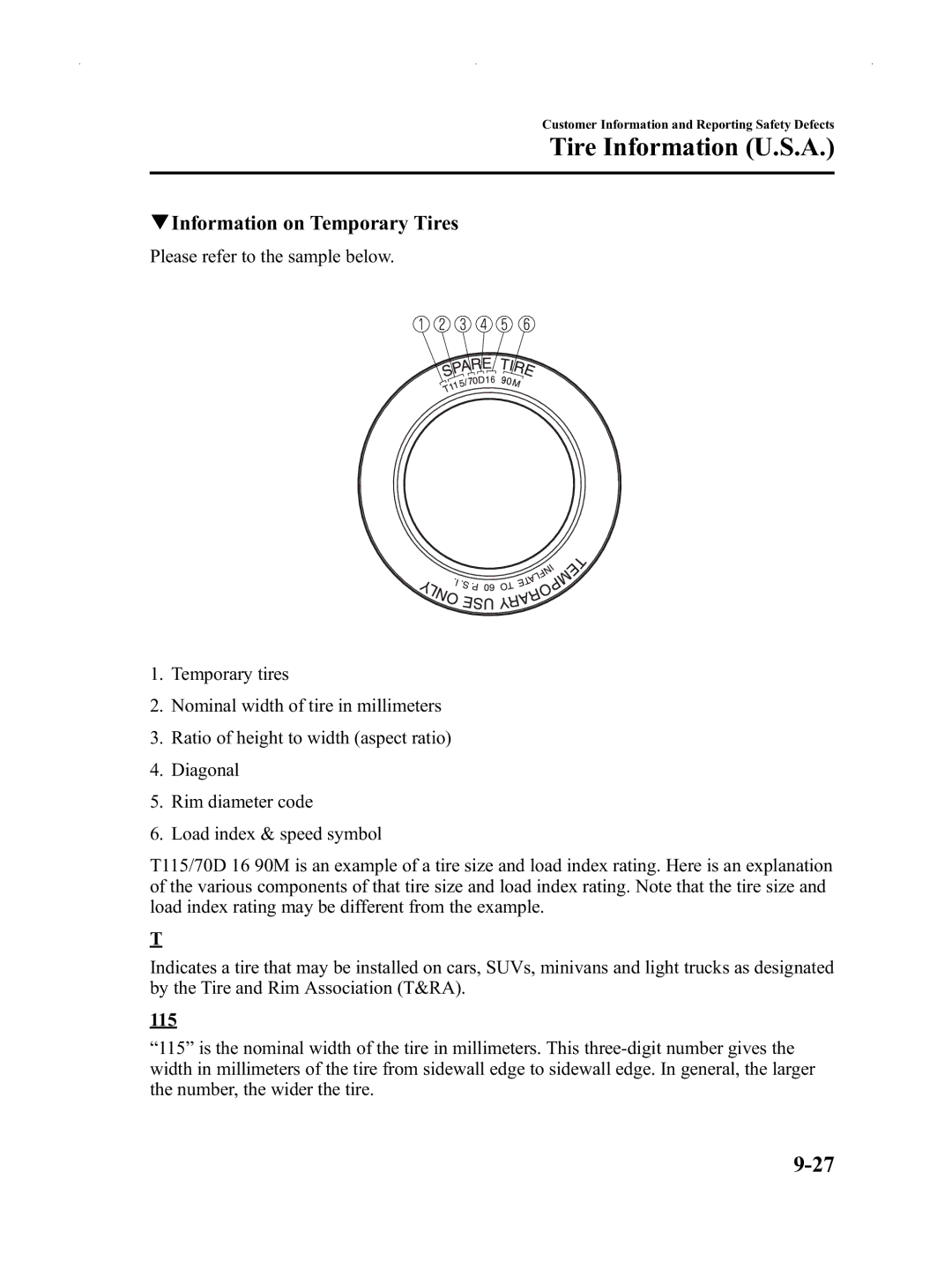 Mazda Not a Manual manual QInformation on Temporary Tires 