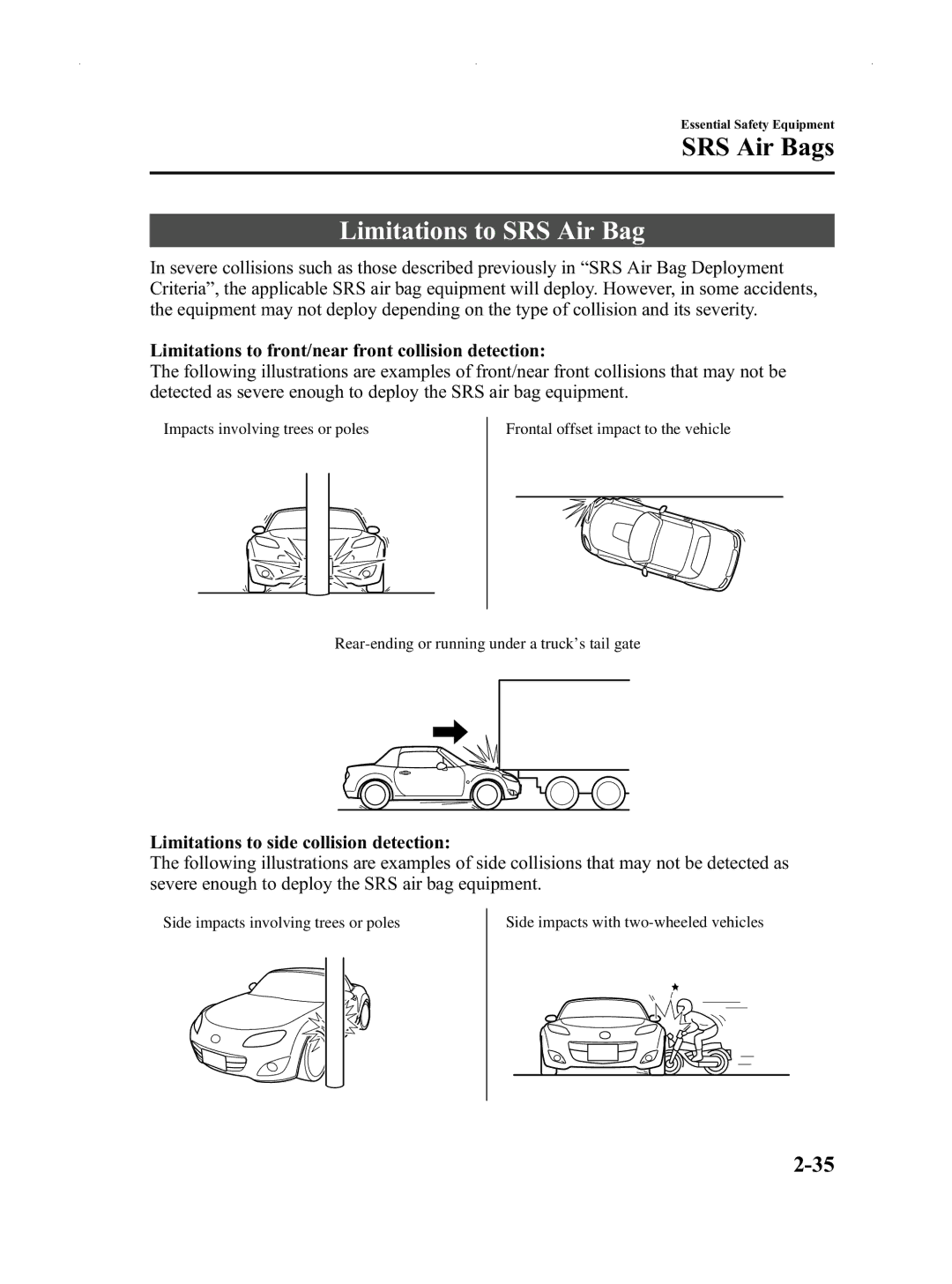 Mazda Not a Manual manual Limitations to SRS Air Bag 