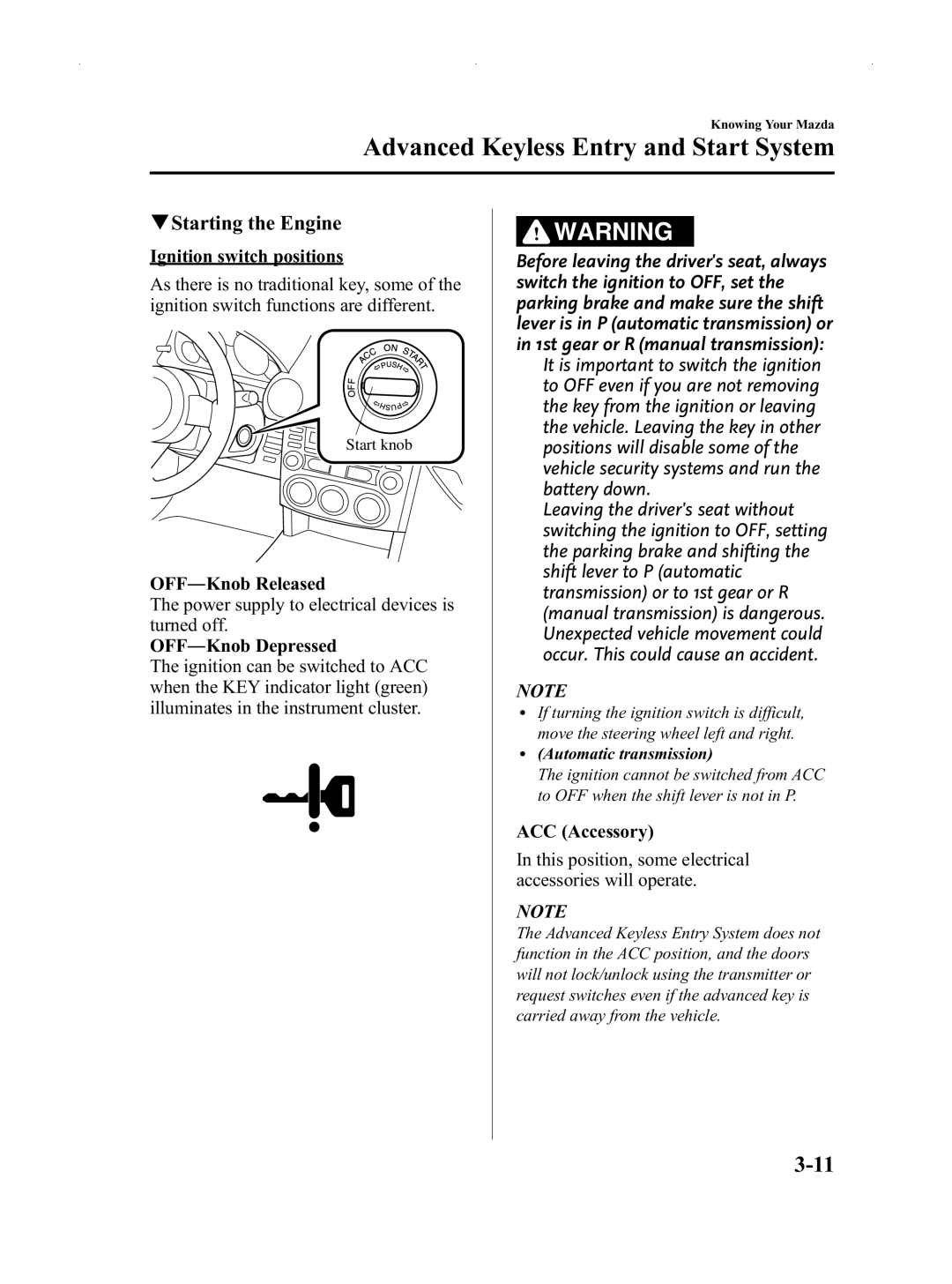 Mazda Not a Manual manual QStarting the Engine 