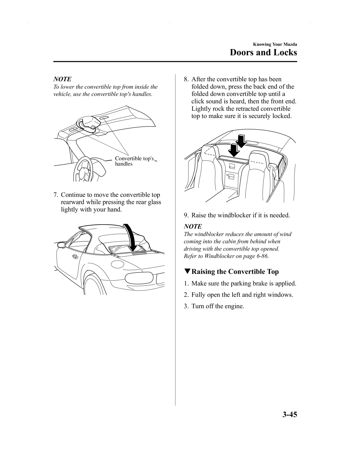 Mazda Not a Manual manual QRaising the Convertible Top 