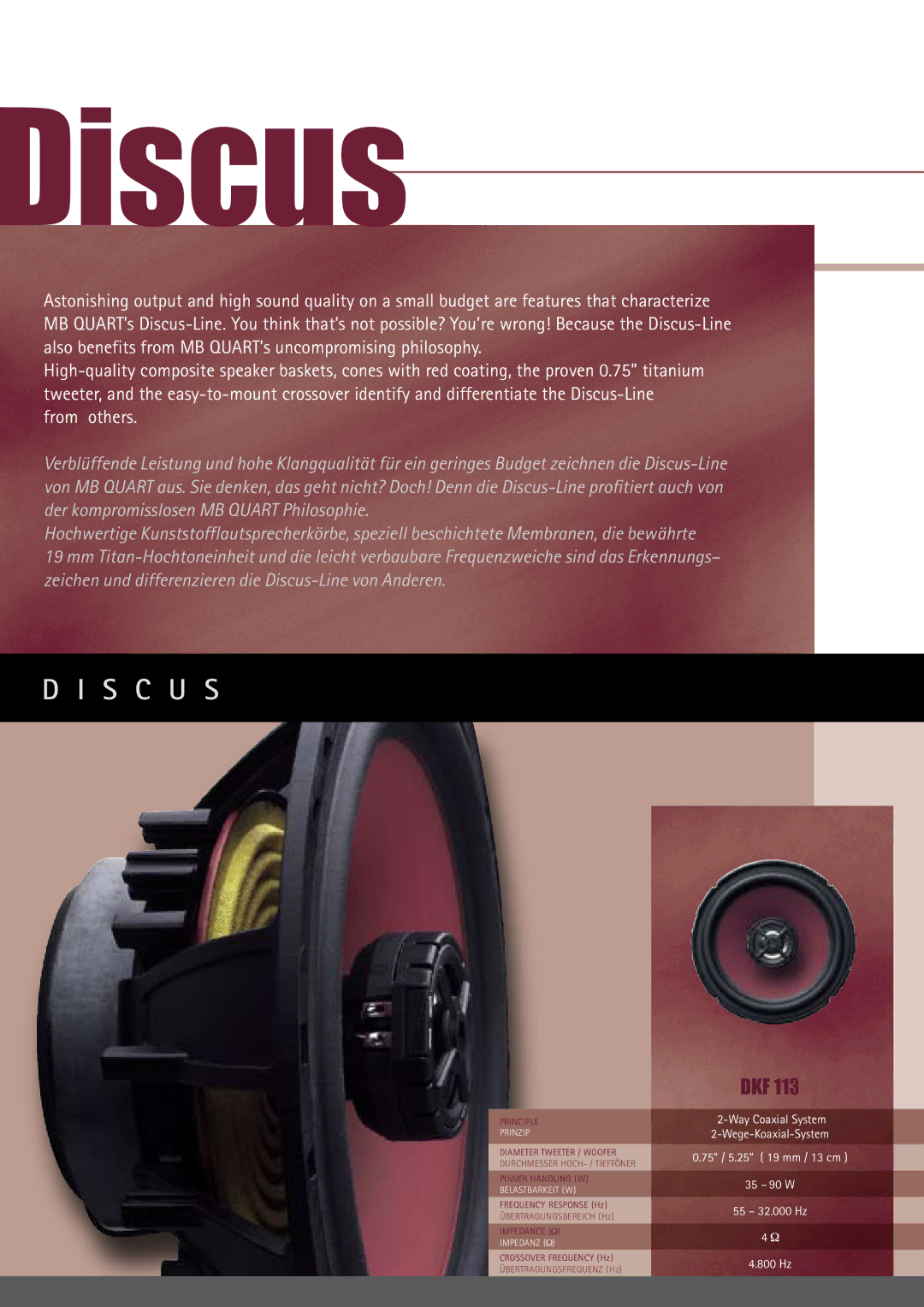 MB QUART DKF 113 manual Discus 