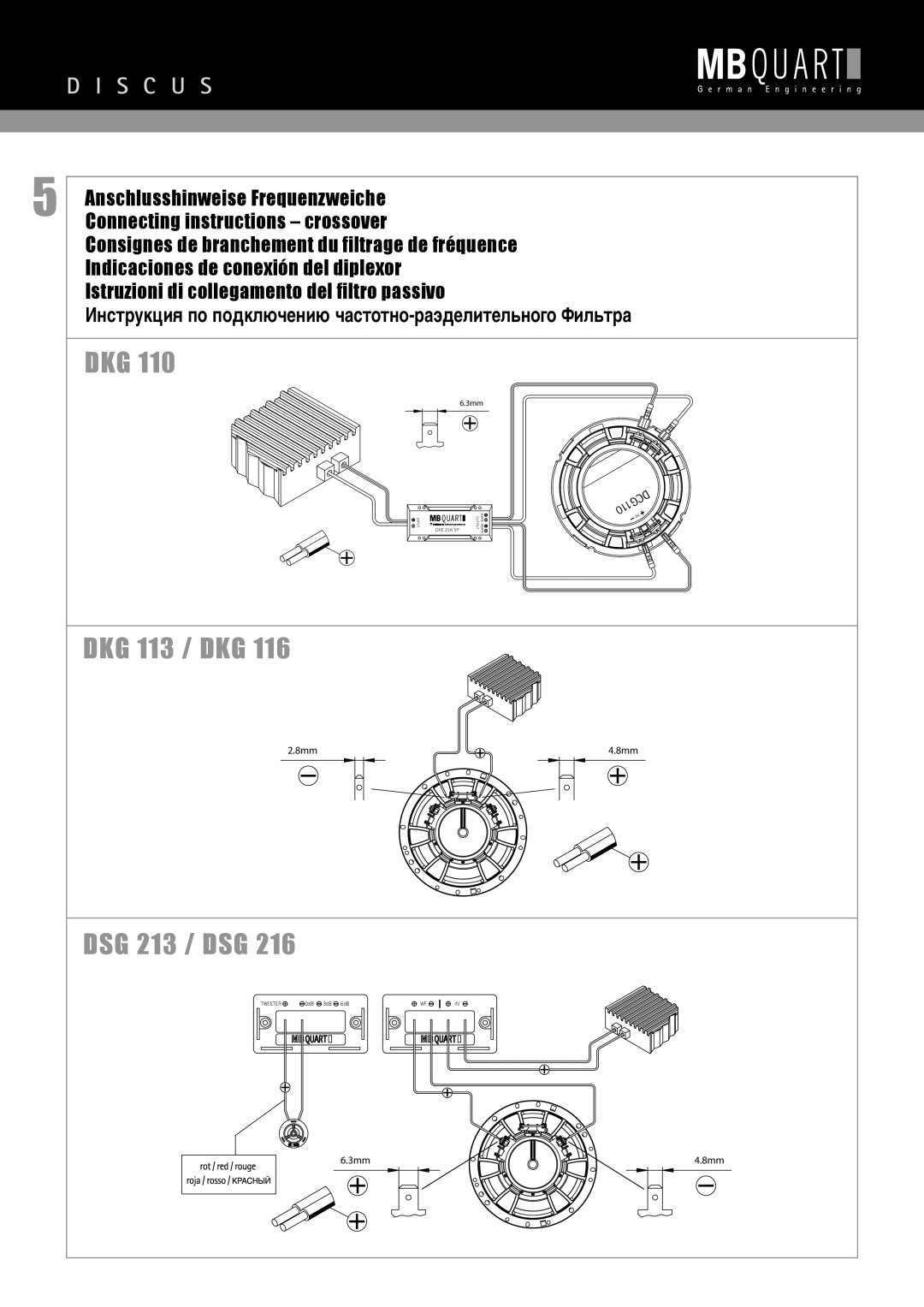 MB QUART DKG 116, DSG 216, DKG 110 installation instructions DKG 113 / DKG, DSG 213 / DSG 