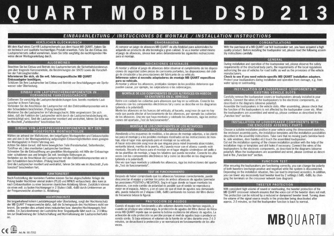 MB QUART DSD213 manual €€EE€E n e ! c, EsE€ €F, €E€, €e€E, €eiEEIgEE 