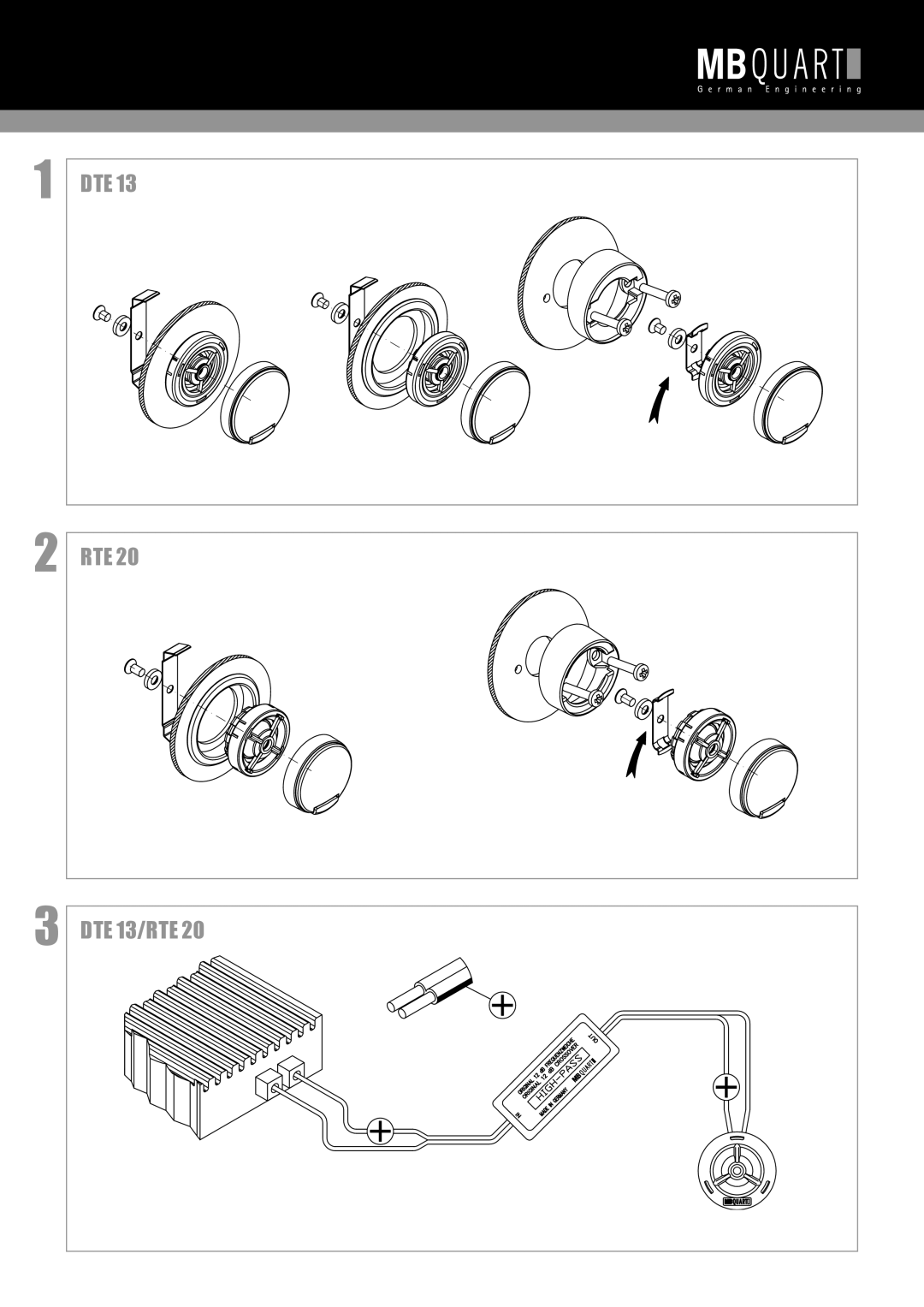 MB QUART RTE 20, DTE13 installation manual DTE RTE DTE 13/RTE 